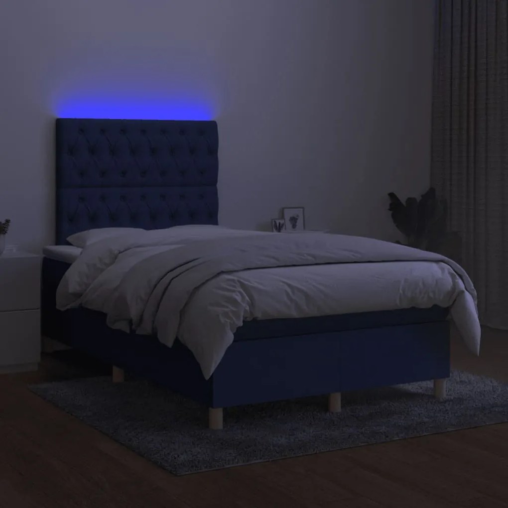 ΚΡΕΒΑΤΙ BOXSPRING ΜΕ ΣΤΡΩΜΑ &amp; LED ΜΠΛΕ 120X190ΕΚ. ΥΦΑΣΜΑΤΙΝΟ 3270273