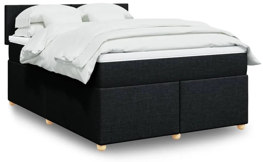 vidaXL Κρεβάτι Boxspring με Στρώμα Μαύρο 140x200 εκ. Υφασμάτινο