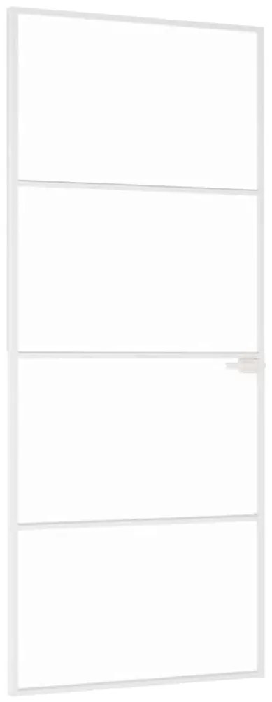vidaXL Εσωτερική Πόρτα Λευκή 83x201,5 εκ. Ψημένο Γυαλί&Λεπτό Αλουμίνιο