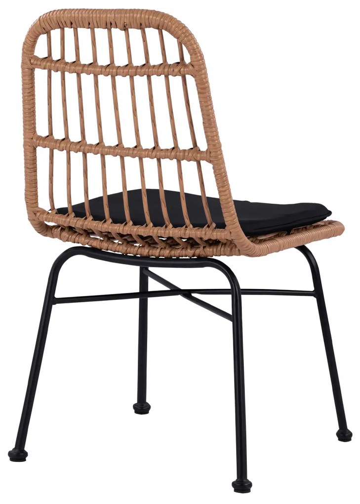 Καρέκλα Κήπου ArteLibre AFRANIUS Φυσικό/Μαύρο Rattan/Μέταλλο 47x50x85cm - 14510059