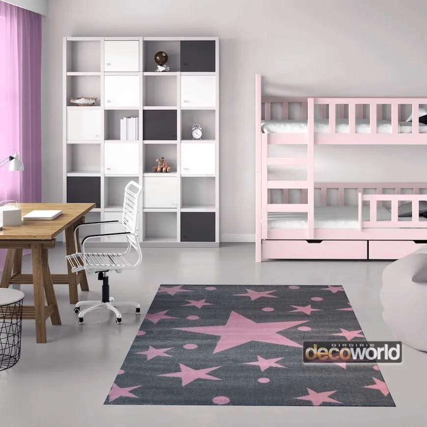 Παιδικό χαλί Breeze Stars Pink Grey 160 x 230