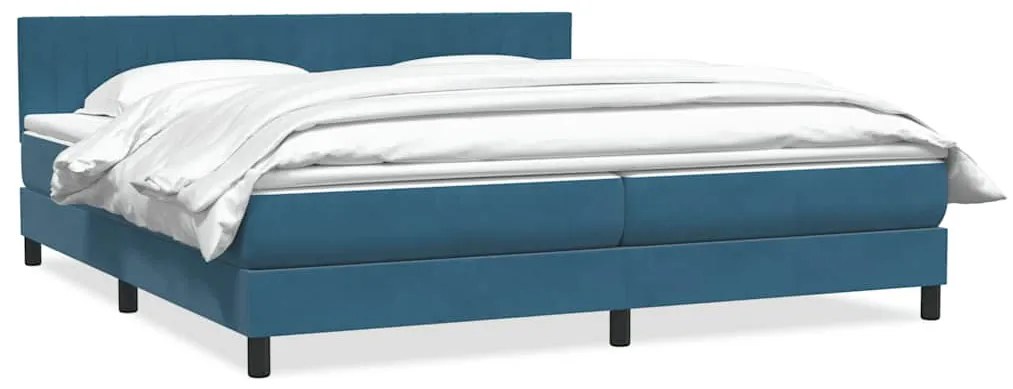 vidaXL Κρεβάτι Boxspring με Στρώμα Σκούρο Μπλε 200x220 εκ. Βελούδινο