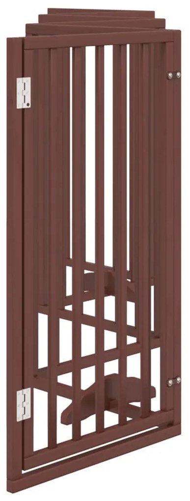 vidaXL Πόρτα Σκύλου με Πόρτα, Πτυσσόμενη, Καφέ, 6 Πάνελ, Ξύλο Λεύκας 300 εκ.