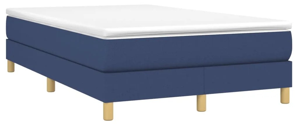 Κρεβάτι Boxspring με Στρώμα Μπλε 120x200 εκ. Υφασμάτινο - Μπλε