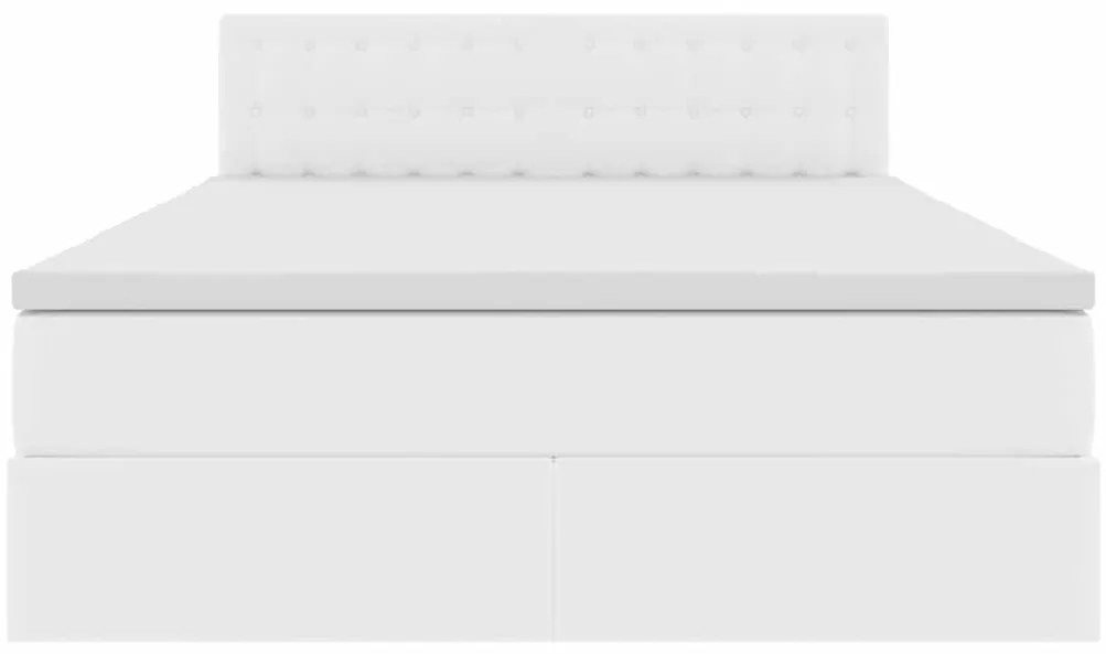 vidaXL Κρεβάτι με αποθηκευτικό χώρο και LED Καθαρό Λευκό 140 x 190 cm