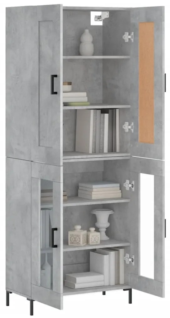 vidaXL Ντουλάπι Γκρι Sonoma 69,5 x 34 x 180 εκ. Επεξεργασμένο Ξύλο