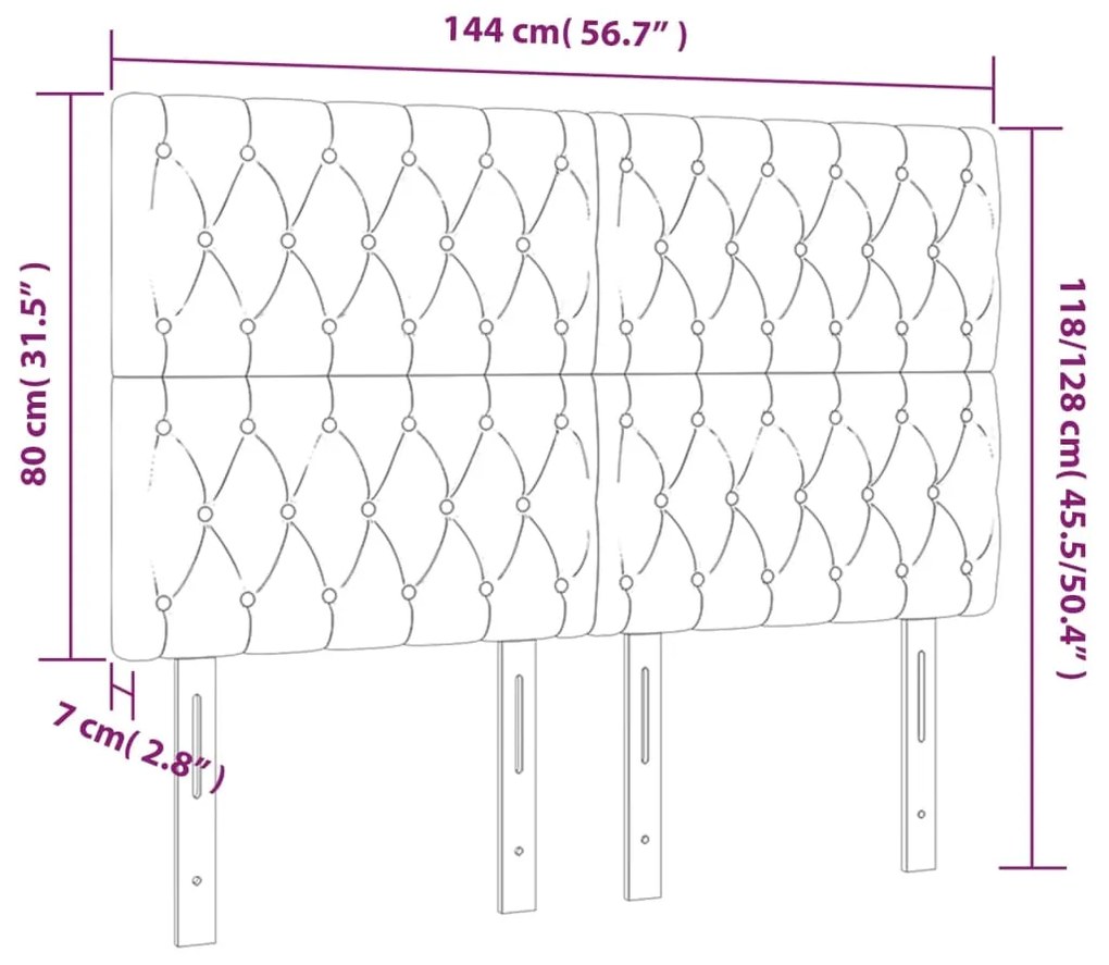 vidaXL Κεφαλάρι Κρεβατιού LED Μπλε 144x7x118/128 εκ. Υφασμάτινο