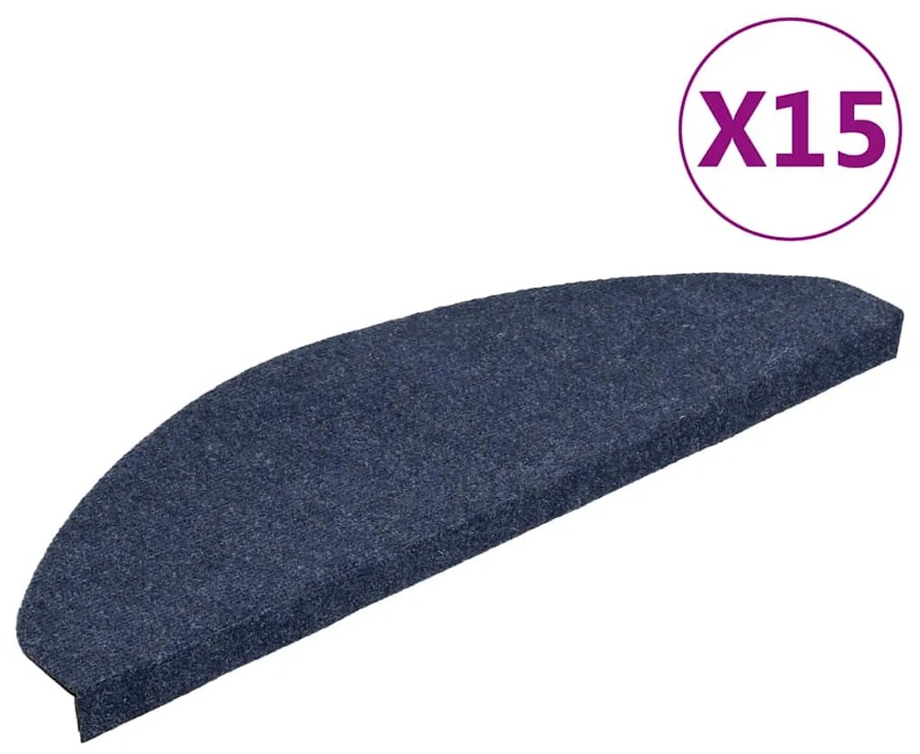 vidaXL Πατάκια Σκάλας Αυτοκόλλητα 15 τεμ. Μπλε 65x22,5x3,5 εκ.