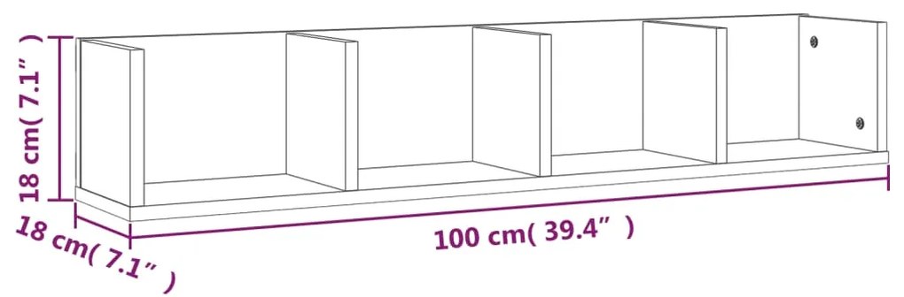 ΡΑΦΙΕΡΑ ΤΟΙΧΟΥ ΓΙΑ CD ΓΚΡΙ SONOMA 100X18X18 ΕΚ. ΕΠΕΞΕΡΓ. ΞΥΛΟ 826618