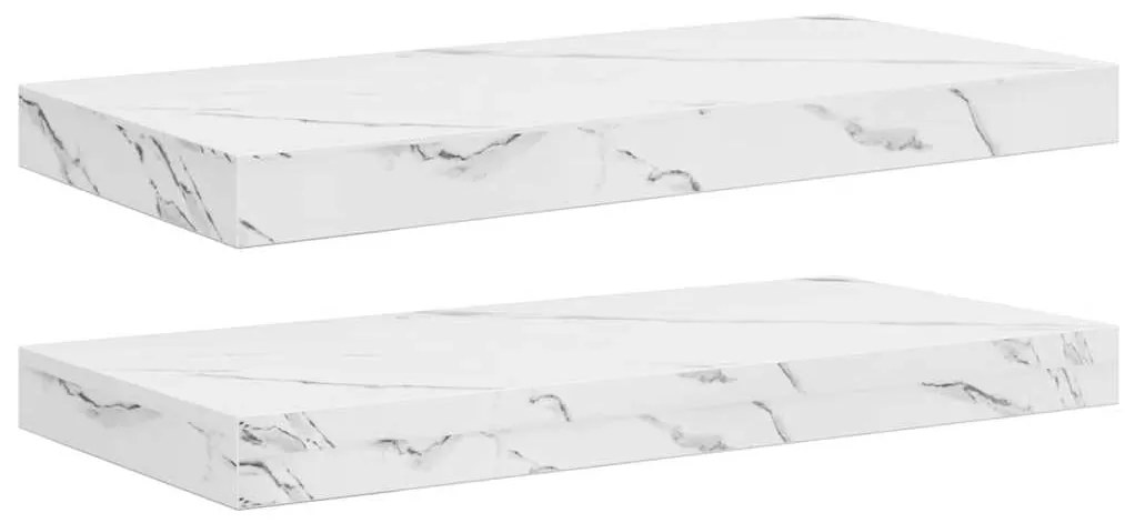 vidaXL Ράφι Τοίχου Επιτοίχιο 2 pcs Λευκό Μάρμαρο 50 x 23,5 x 4 εκ