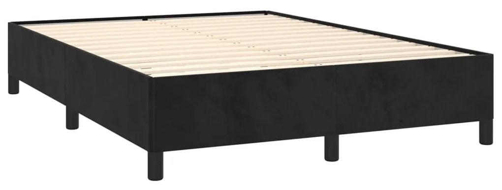 Κρεβάτι Boxspring με Στρώμα Μαύρο 140x190 εκ. Βελούδινο - Μαύρο