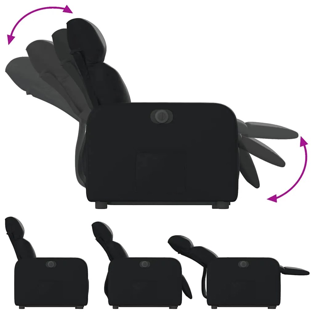 vidaXL Πολυθρόνα Ηλεκτρική Ανακλινόμενη με Ανύψωση Μαύρη Συνθ. Δέρμα