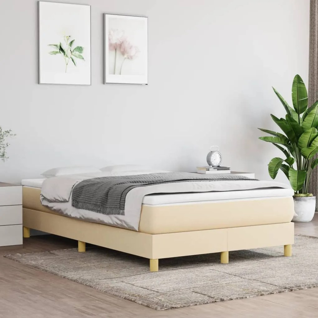 Κρεβάτι Boxspring με Στρώμα Κρεμ 120x200 εκ. Υφασμάτινο - Κρεμ