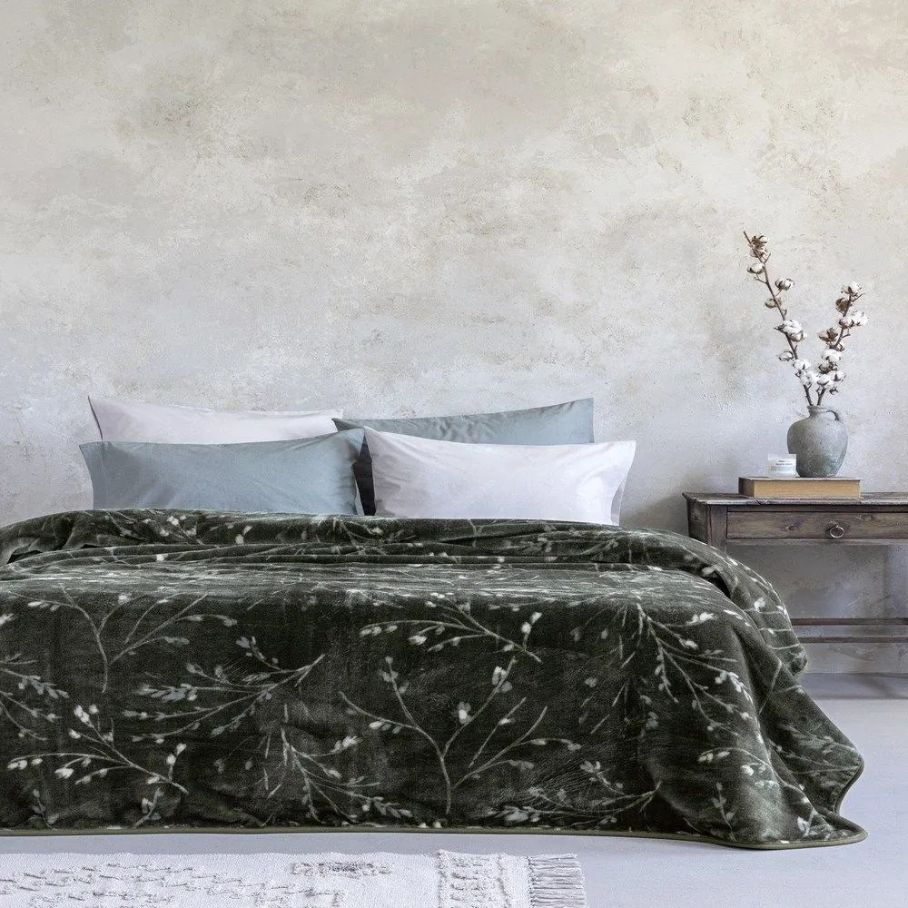 Κουβέρτα Βελουτέ Divina Dark Green Nima Μονό 160x220cm Πολυέστερ