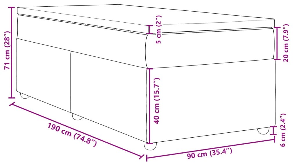 ΚΡΕΒΑΤΙ BOXSPRING ΜΕ ΣΤΡΩΜΑ TAUPE 90X190 ΕΚ.ΥΦΑΣΜΑΤΙΝΟ 3285342