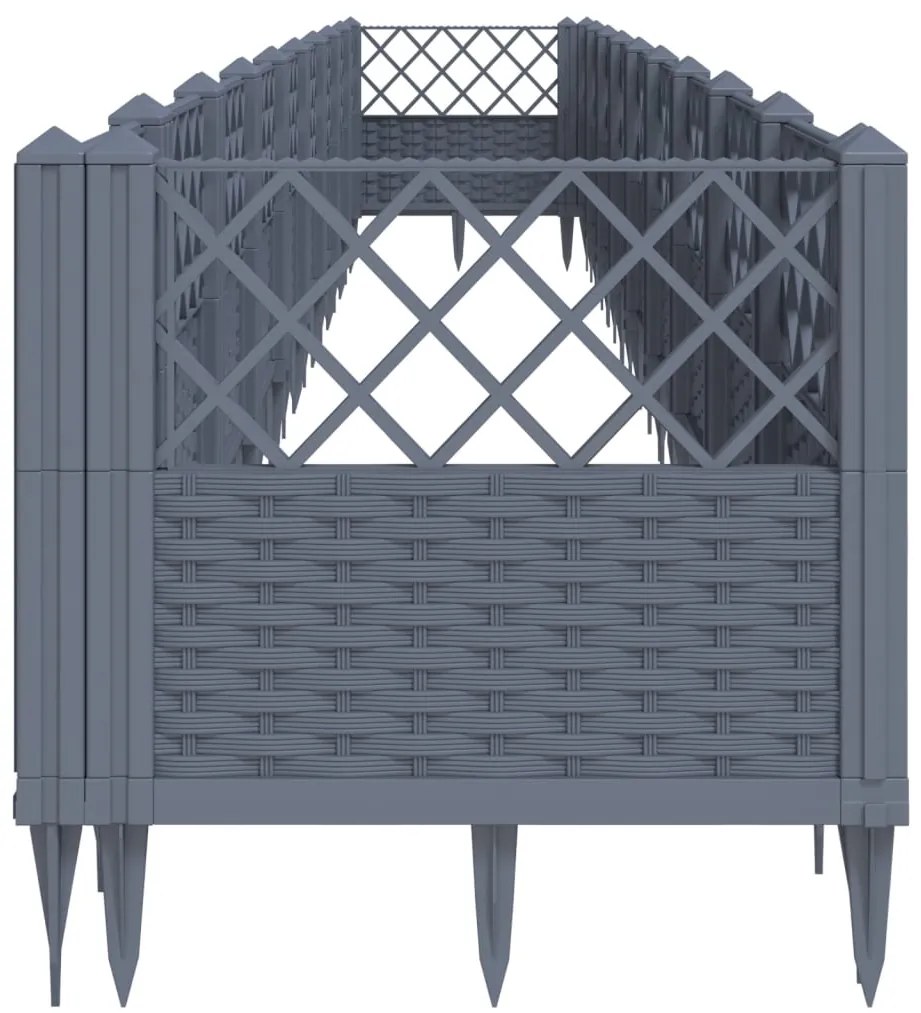 vidaXL Ζαρντινιέρα με Πασσάλους Μπλε Γκρι 363,5x43,5x43,5εκ. Πολυπροπυλένιο