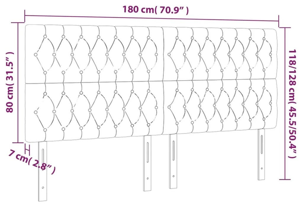 vidaXL Κεφαλάρι Κρεβατιού LED Ροζ 180x7x118/128 εκ. Βελούδινο