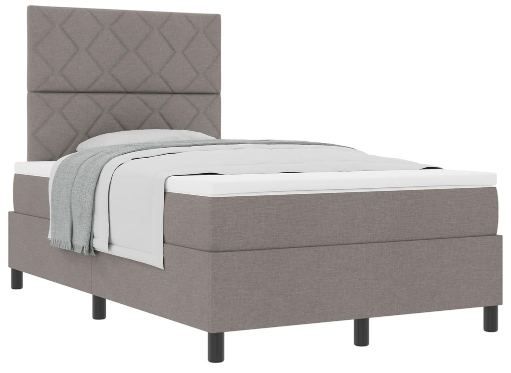 vidaXL Κρεβάτι Box Spring με Στρώμα Beige Μικρού Διπλού Υφάσματος