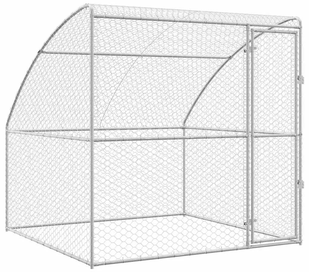 vidaXL Κλουβί Σκύλου με αποθήκευση Ασημί 2 x 2 x 2 m Ατσάλι