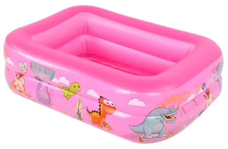 Φουσκωτή Πισίνα Ροζ Με Ζωάκια Three-ring Rectangular Pool 120x90x36cm SXH-661PINK
