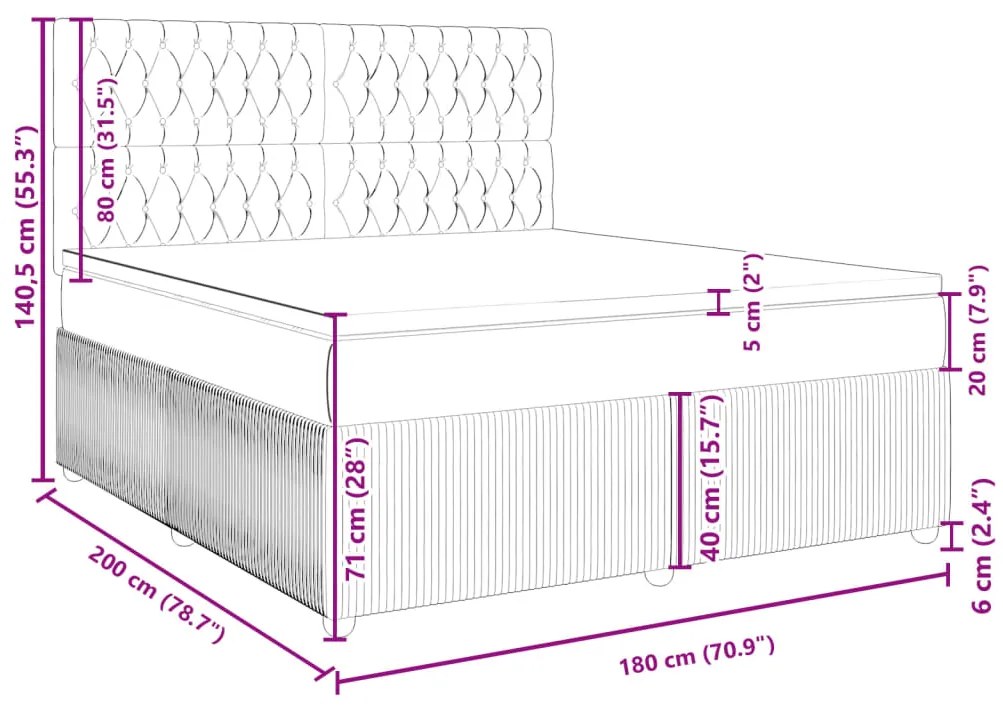 Κρεβάτι Boxspring με Στρώμα Σκούρο Καφέ 180x200 εκ Υφασμάτινο - Καφέ