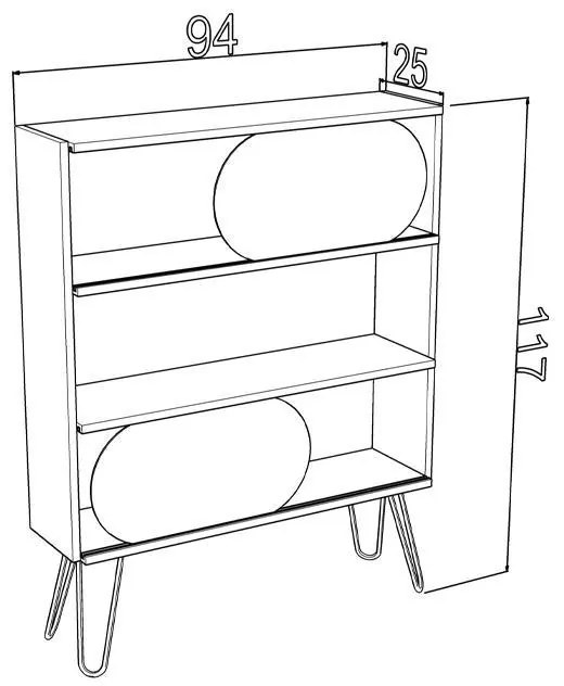 Βιβλιοθήκη - Ραφιέρα Elmira Fylliana Δρύς - Λευκό 117x25x94 εκ. 117x25x94 εκ.
