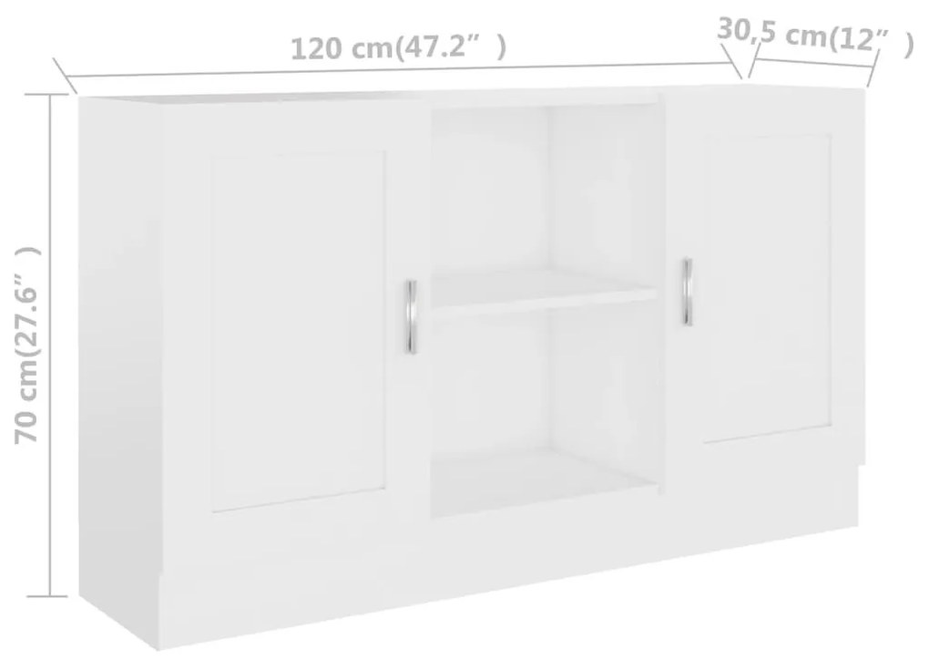 Μπουφές Λευκός 120 x 30,5 x 70 εκ. από Επεξ. Ξύλο - Λευκό