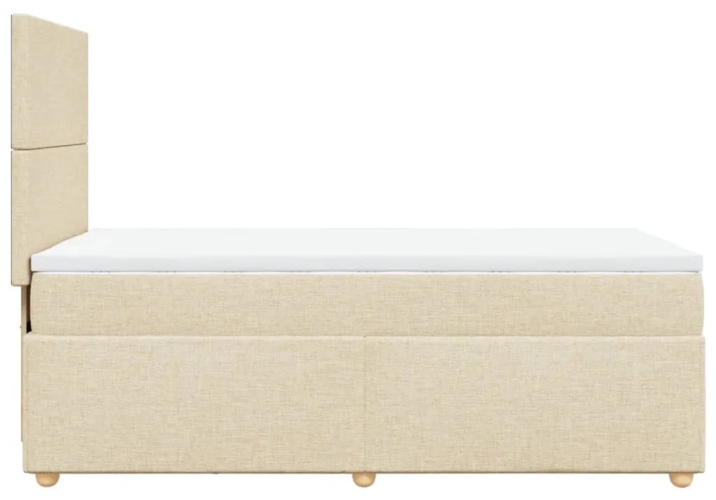 vidaXL Κρεβάτι Boxspring με Στρώμα Κρεμ 90x190 εκ.Υφασμάτινο