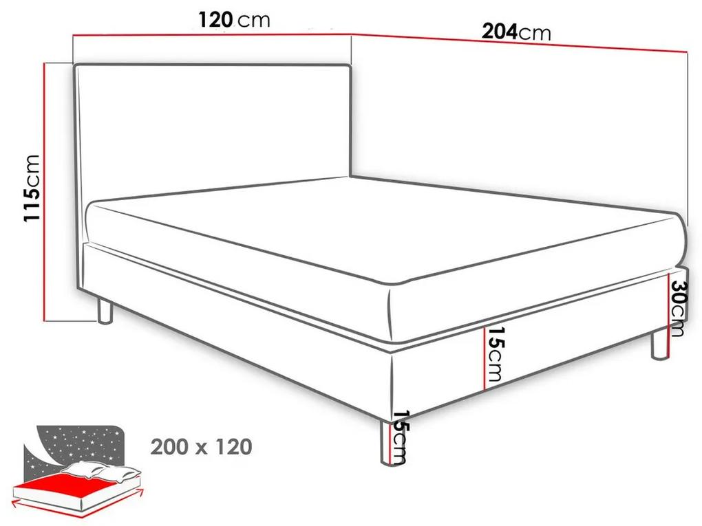 Κρεβάτι continental Logan 100, Continental, Μονόκλινο, Πράσινο, 120x200, Ταπισερί, Τάβλες για Κρεβάτι, 120x204x115cm, 77 kg, Στρώμα: Ναι | Epipla1.gr