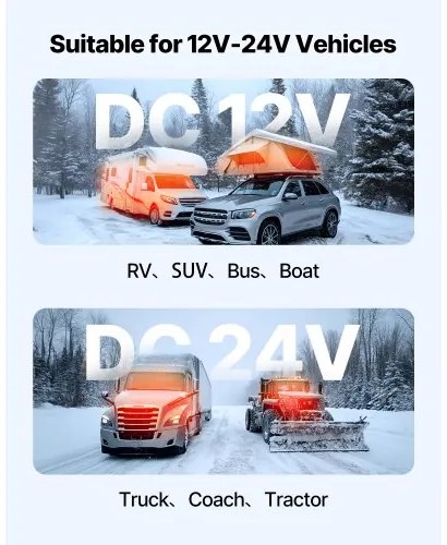 VEVOR Diesel Air Heater Diesel Parking Heater 8 kW DC 12-24 V Black LCD Switch