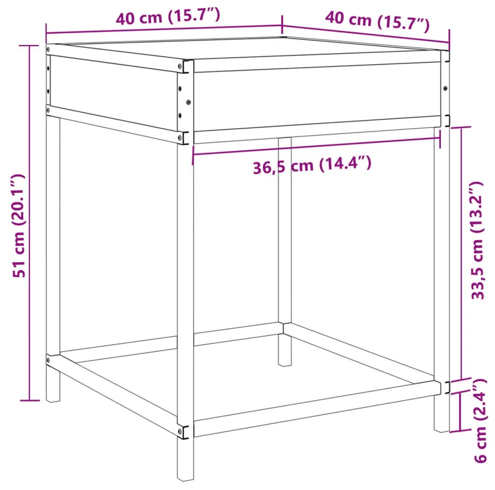 Κομοδίνο Άπειρο Φως LED Καπνιστή Δρυς 40x40x51 εκ. - Καφέ