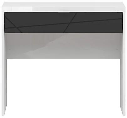 Τραπέζι γραφείου Boston CE121, Με συρτάρια, Αριθμός συρταριών: 1, 80x90x38cm, 26 kg, Μαύρο ματ, Γυαλιστερό λευκό | Epipla1.gr