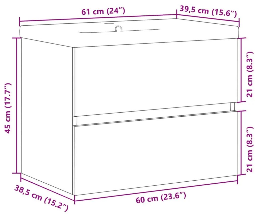 Ντουλάπι Μπάνιου με Νιπτήρα Παλ. Ξύλο 61x39,5x49 εκ. - Καφέ