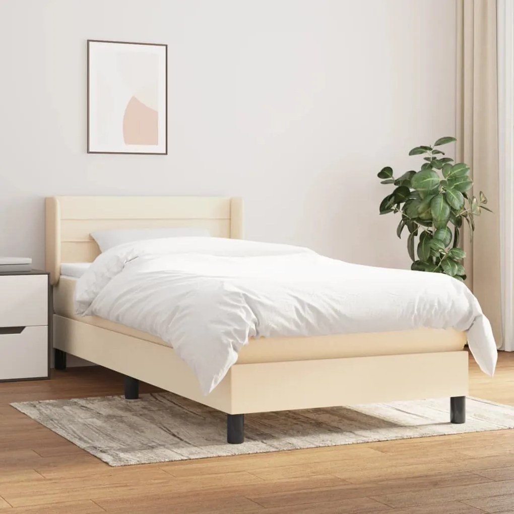 ΚΡΕΒΑΤΙ BOXSPRING ΜΕ ΣΤΡΩΜΑ ΚΡΕΜ 90X190 ΕΚ.ΥΦΑΣΜΑΤΙΝΟ 3129758