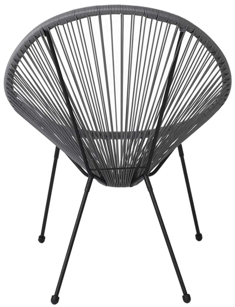 Πολυθρόνα Μεταλική Μαύρη, ACAPULCO Plastic Rattan Γκρι 73x76x89cm