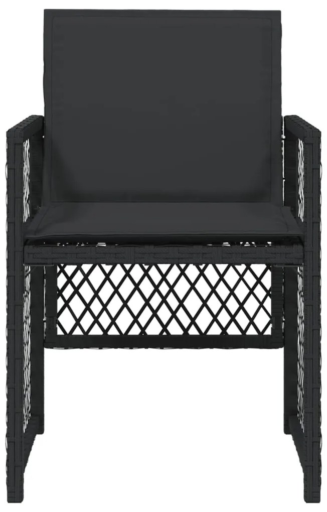 vidaXL Καρέκλες Κήπου 4 τεμ. Μαύρες από Συνθετικό Ρατάν με Μαξιλάρια