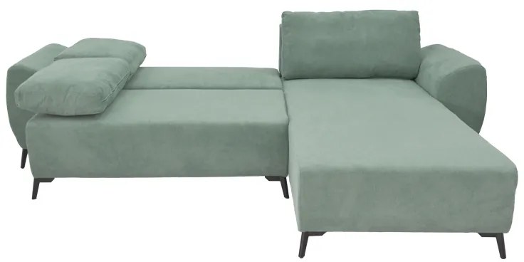 Kαναπές κρεβάτι τριθέσιος αναστρέψιμος Settee pakoworld ύφασμα με αποθηκευτικό χώρο σε μέντα απόχρωση 286x204x93εκ - 074-000043