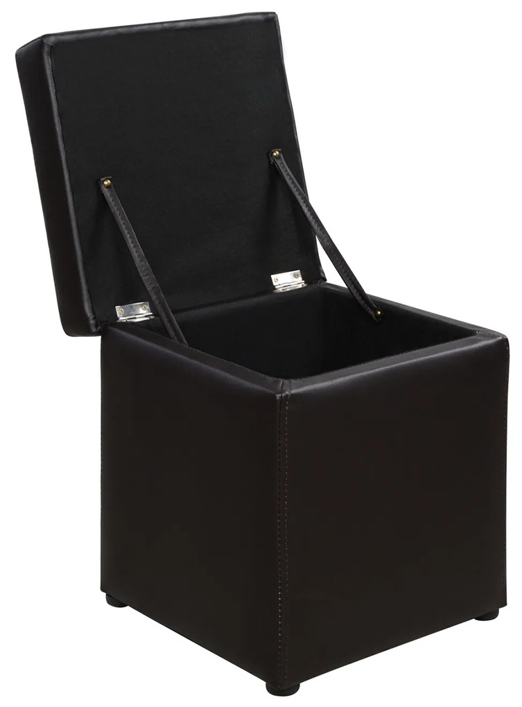 Σκαμπώ Με Αποθηκευτικό Χώρο Pu Καφέ Cube 36,5x36,5x36Υεκ.