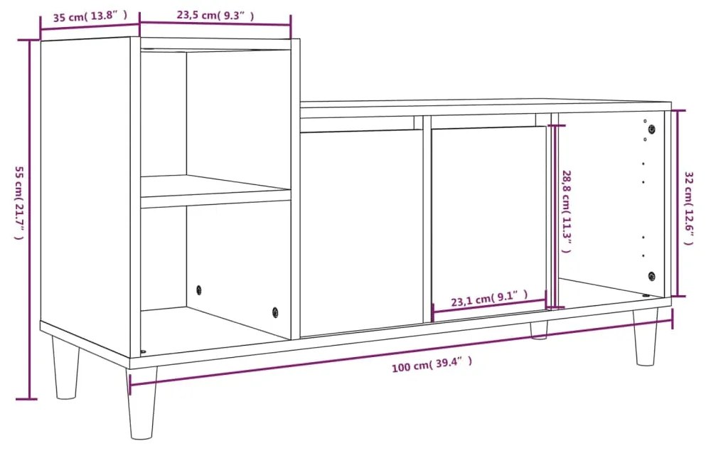 Έπιπλο Τηλεόρασης Γκρι Sonoma 100x35x55 εκ. από Επεξεργ. Ξύλο - Γκρι