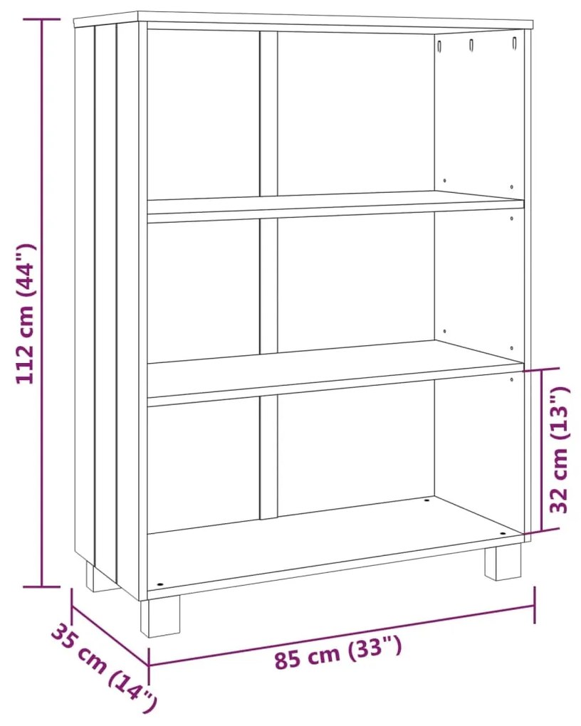 Βιβλιοθήκη HAMAR Σκ. Γκρι 85 x 35 x 112 εκ. Μασίφ Ξύλο Πεύκου - Γκρι