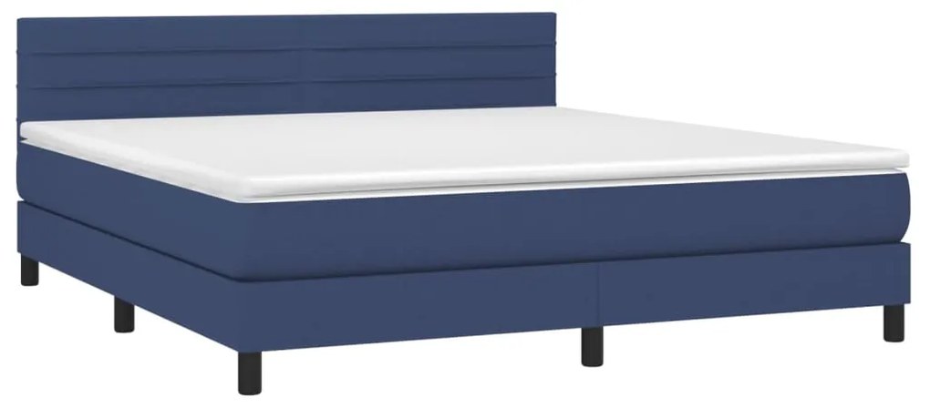 vidaXL Κρεβάτι Boxspring με Στρώμα Μπλε 180x200 εκ. Υφασμάτινο