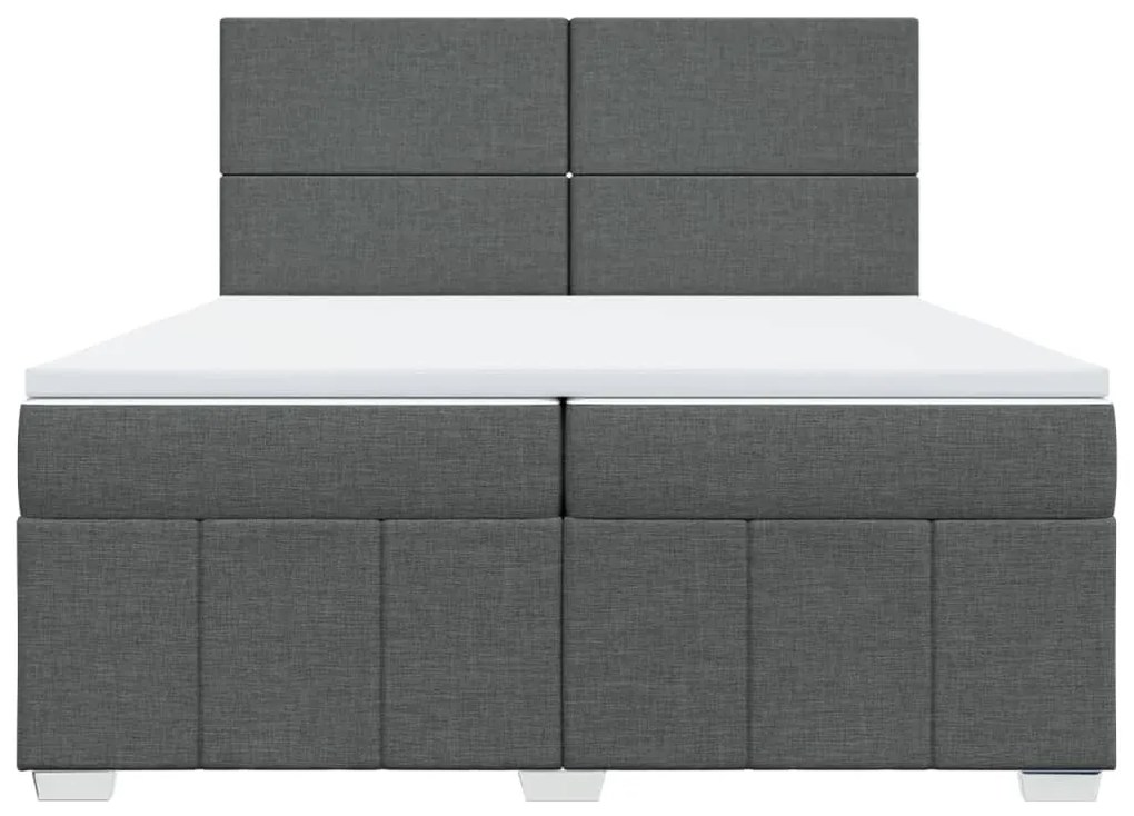 Κρεβάτι Boxspring με Στρώμα Σκούρο Γκρι 200x200 εκ. Υφασμάτινο - Γκρι