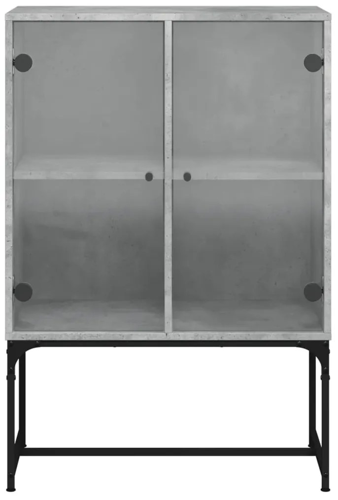 vidaXL Βοηθητικό Ντουλάπι Γκρι Σκυροδ. 69x37x100 εκ. Γυάλινες Πόρτες