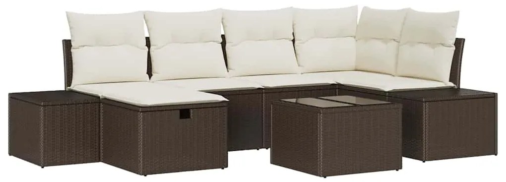 vidaXL Σετ Καναπέ Κήπου 7 pcs Καφέ 55 x 62 x 69 εκ Πολυ ράταν