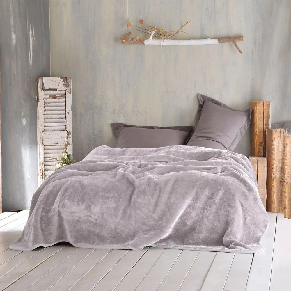 Κουβέρτα Velour Beige Ρυθμός Ημίδιπλο 160x220cm Πολυέστερ