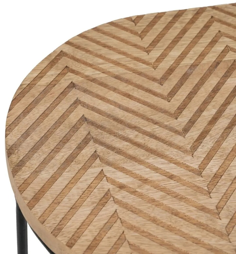 Βοηθητικό Τραπέζι 60 x 39,5 x 60 cm Φυσικό Μαύρο Μέταλλο Ξύλο (x2)