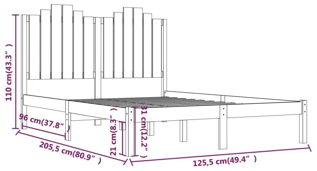 Πλαίσιο Κρεβατιού Καφέ Μελί 120 x 200 εκ. Μασίφ Ξύλο Πεύκου - Καφέ