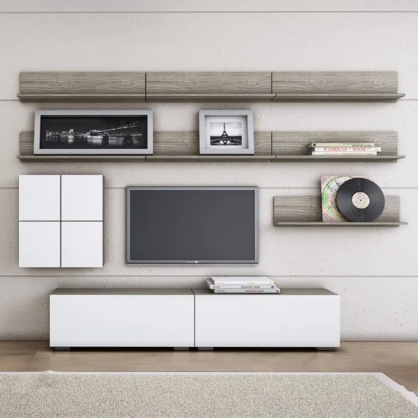 Intrahome Σύνθεση σαλονιού "SMART 5A" σε χρώμα σταχτί-λευκό Intrahomesa-00652665
