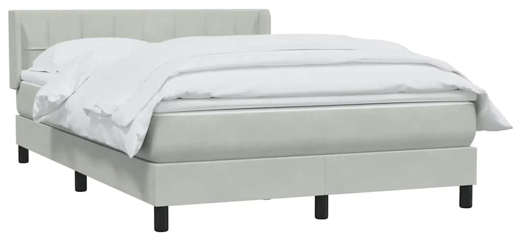 Κρεβάτι Boxspring με Στρώμα Ανοιχτό Γκρι 160x210 εκ. Βελούδινο - Γκρι