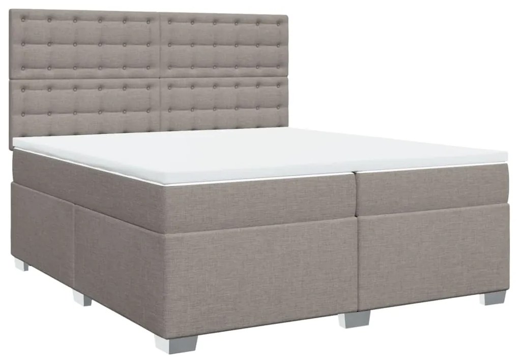 vidaXL Κρεβάτι Boxspring με Στρώμα Taupe 200x200 εκ. Υφασμάτινο